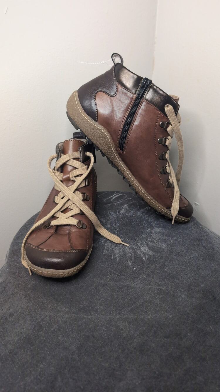 Remonte R4779-25 Liv Brown Leather Lace Zip Ankle Boots EU 40 EUC